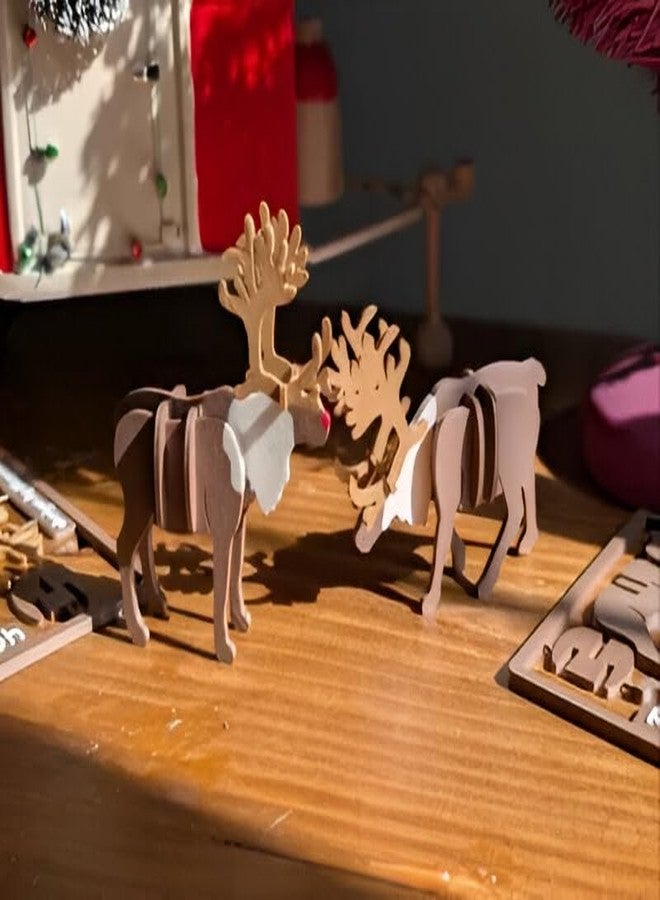 3D CRAFT Decorative Plastic Moose, Multicolor, Animal Design, Set of 2 - Image 3